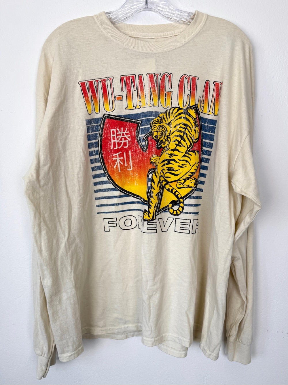 Urban Outfitters Wu-Tang Clan Size XL Cream Forever Tiger Long Sleeve T-Shirt